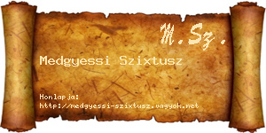 Medgyessi Szixtusz névjegykártya